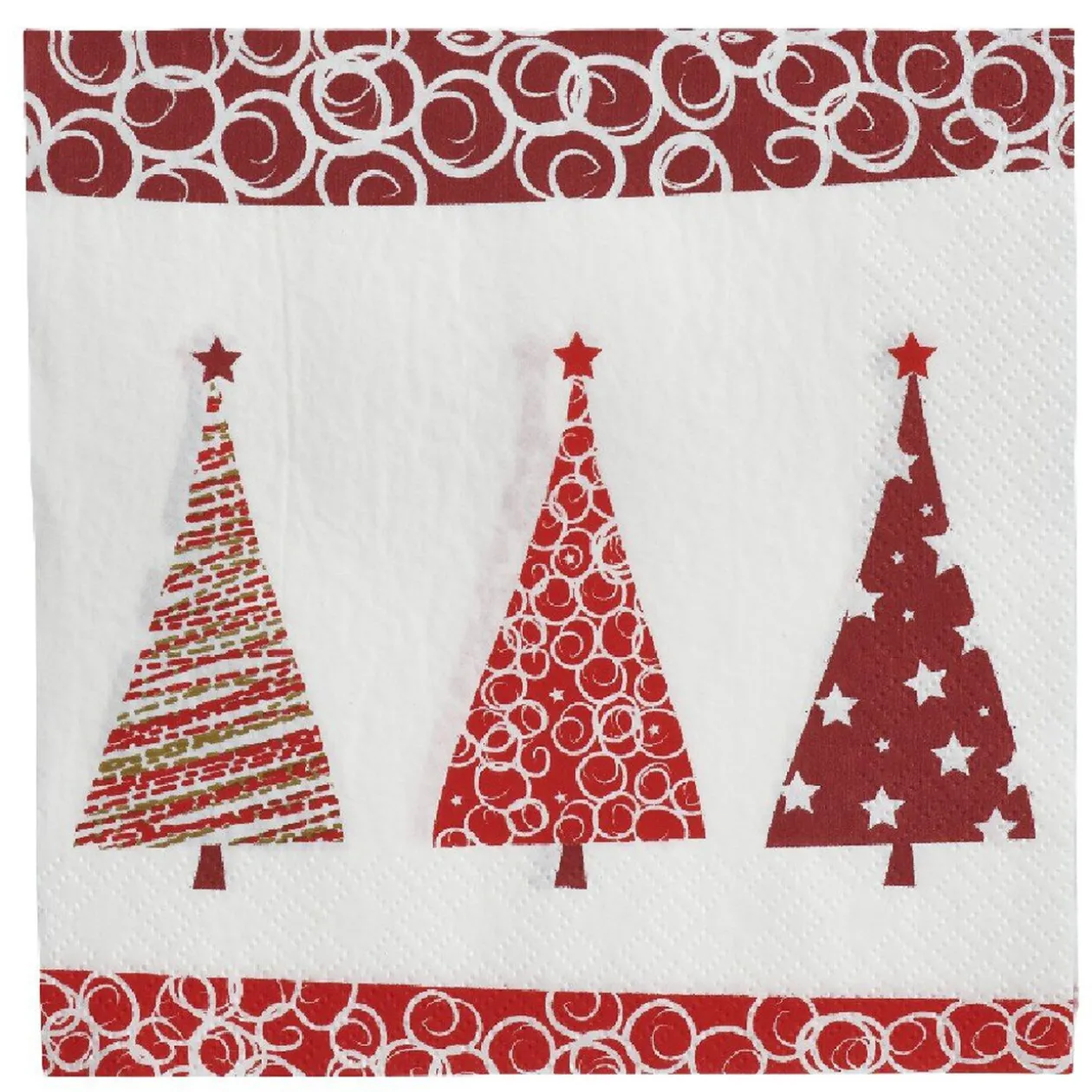 Serviette motif sapins blanche et rouge x20