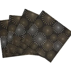 Serviette noire motif étoiles dorées et argentées x20