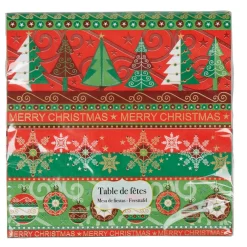 Serviette Noël vert et rouge "Merry Christmas" x20