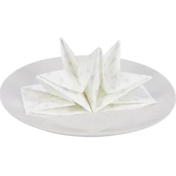 Serviette origami en papier motif sapin blanc argenté x12