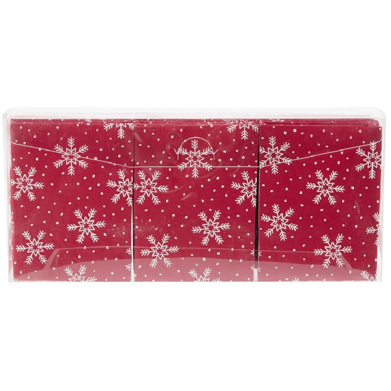 Serviette origami en papier rouge motif flocon blanc x12