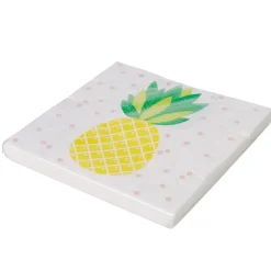 Serviette papier blanche décor ananas et pois gris x 20