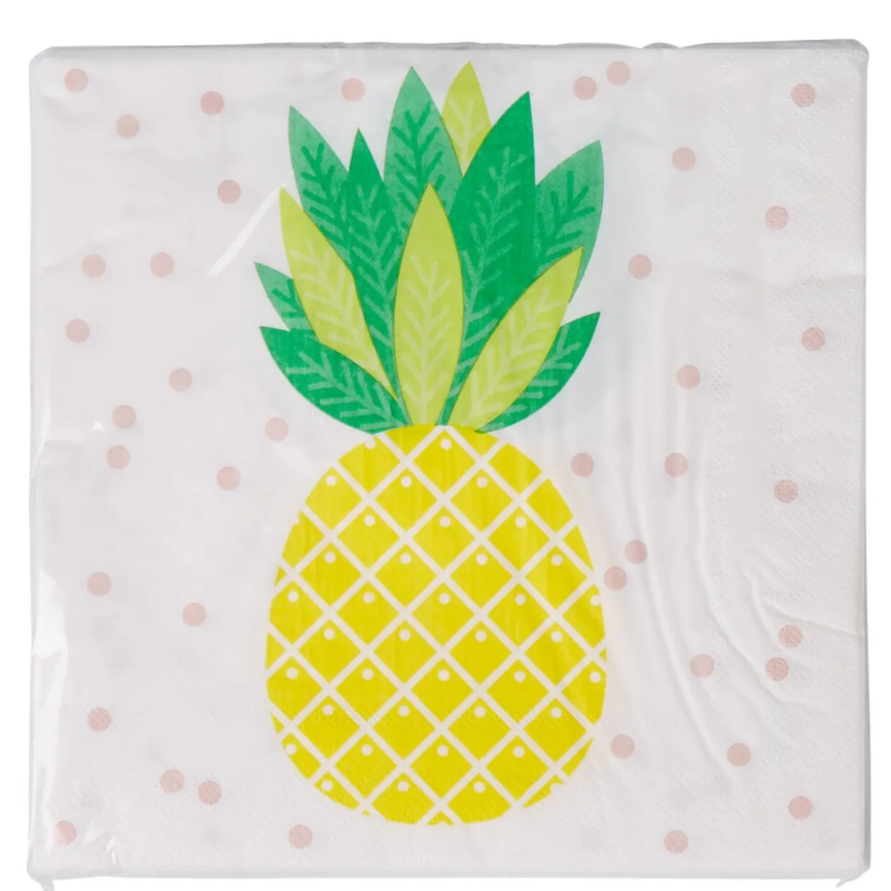 Serviette papier blanche décor ananas et pois gris x 20
