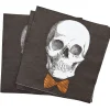 Serviette papier Halloween imprimé squelette gentleman noir blanc x20