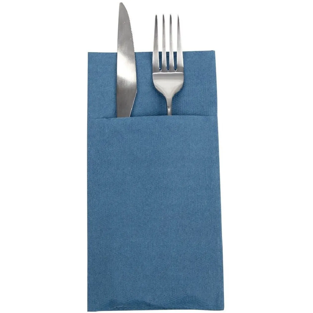 Serviette range couverts 40cm bleu canard x20