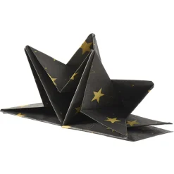Serviettes de table pré-pliées noires étoiles dorées