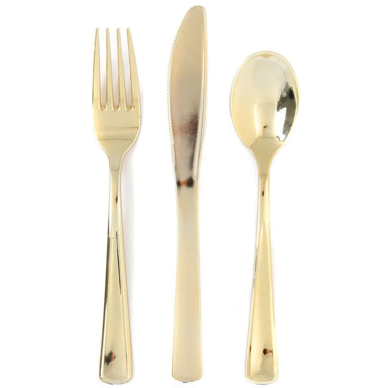 Set couverts jetables 6 personnes doré