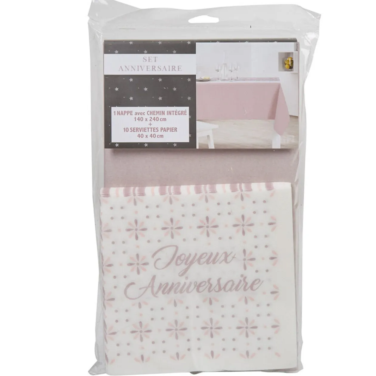 Set décoration de table anniversaire blanc et rose
