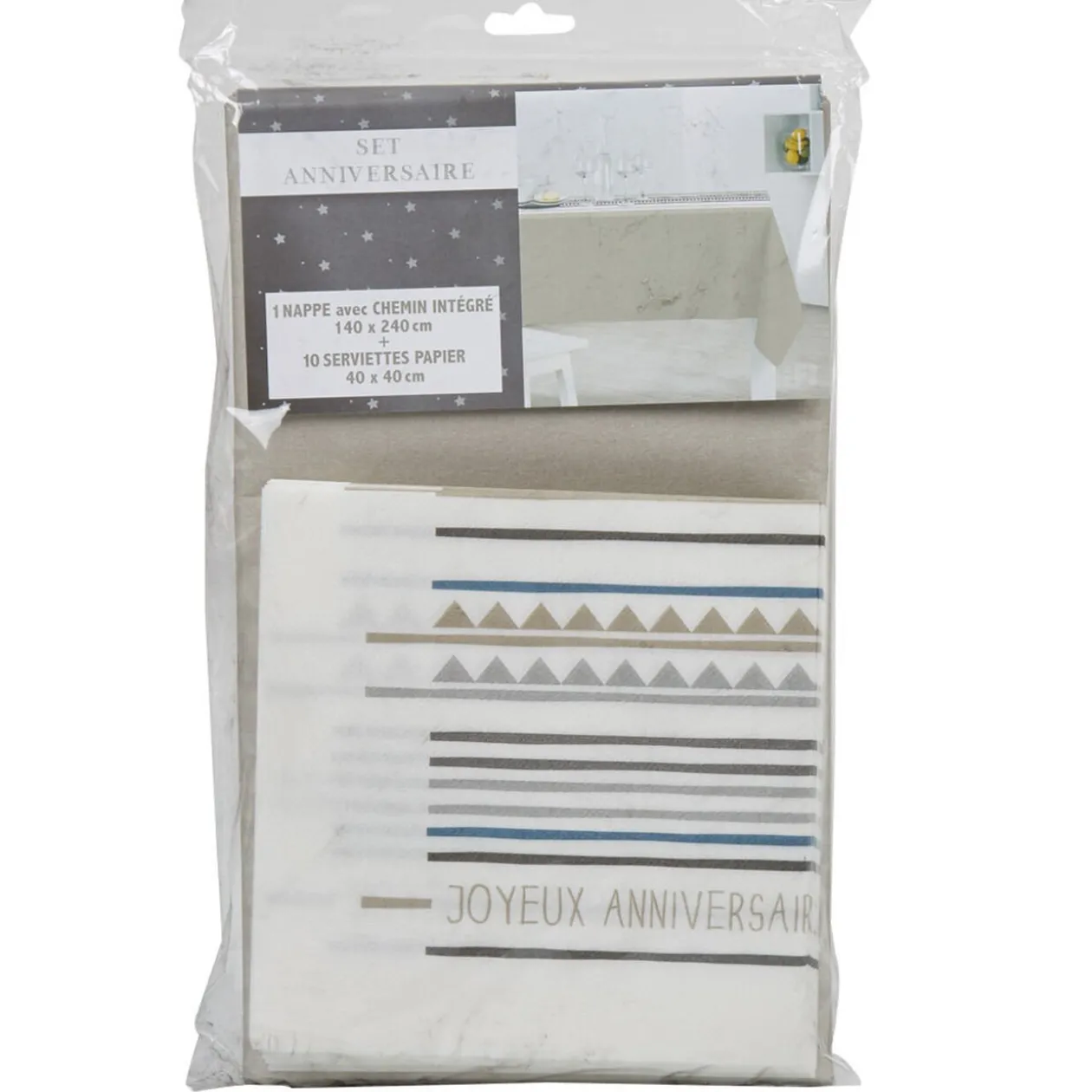 Set décoration de table anniversaire blanc et gris