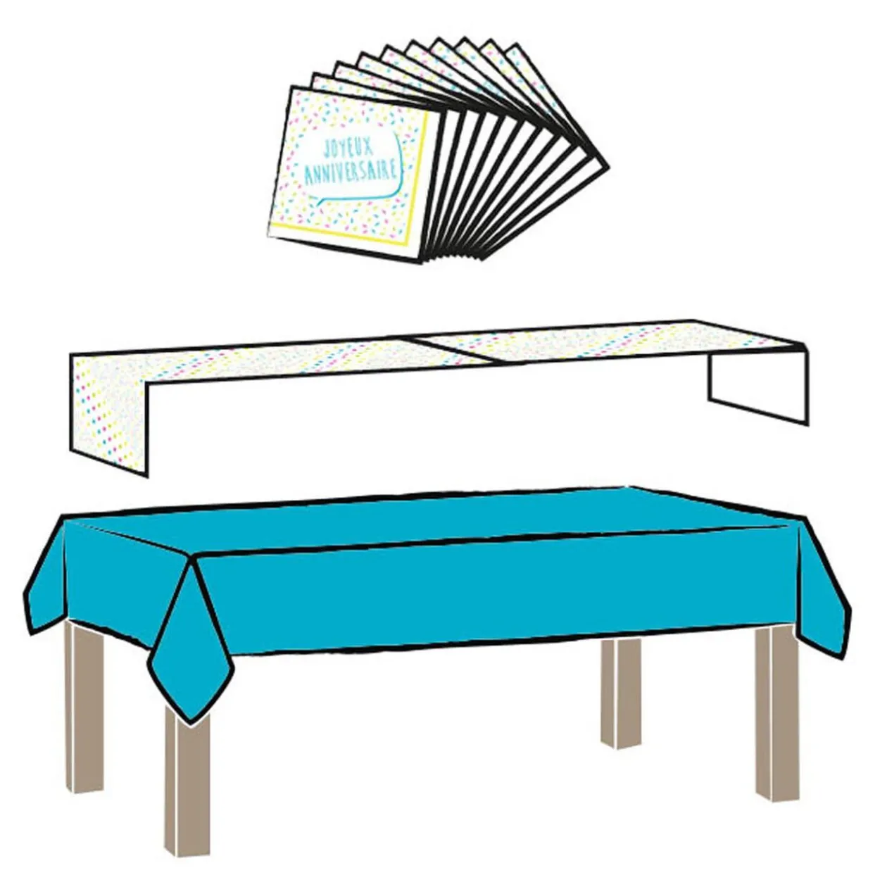 Set décoration de table anniversaire bleu