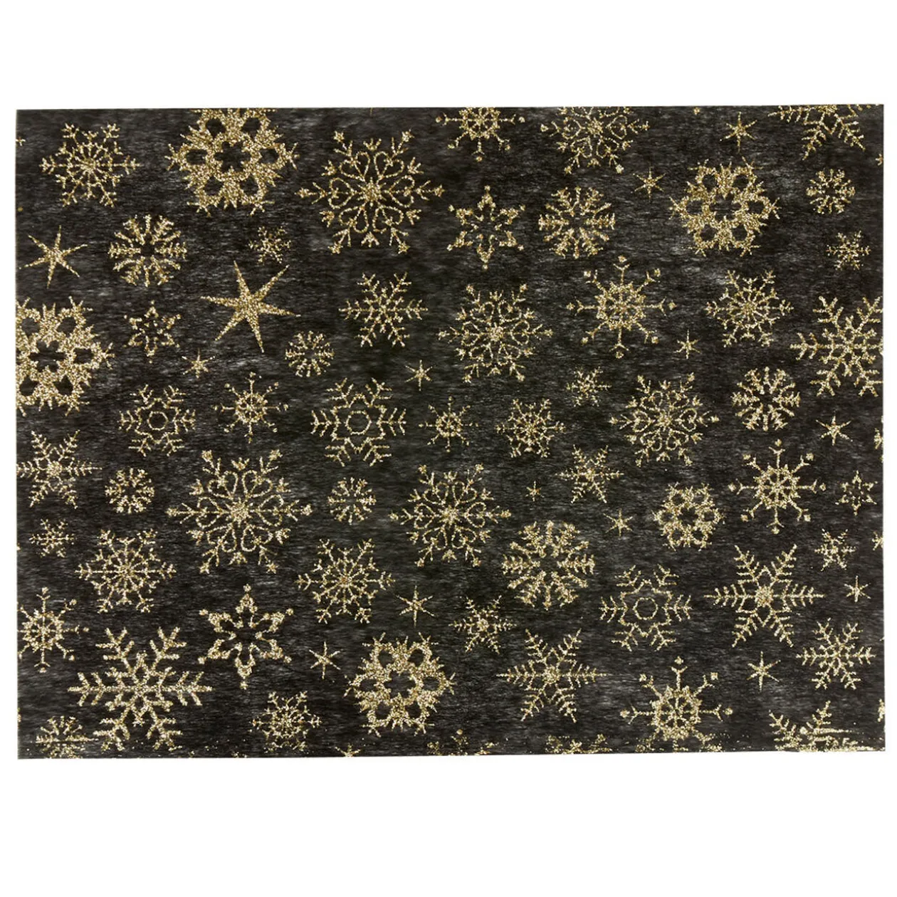 Set de table noir design flocons dorés x8