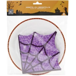 Set jetable Halloween serviette x10 et assiette x10