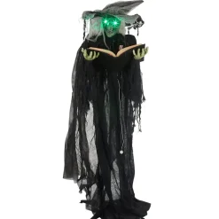 Sorcière debout tenant un livre lumineuse et sonore