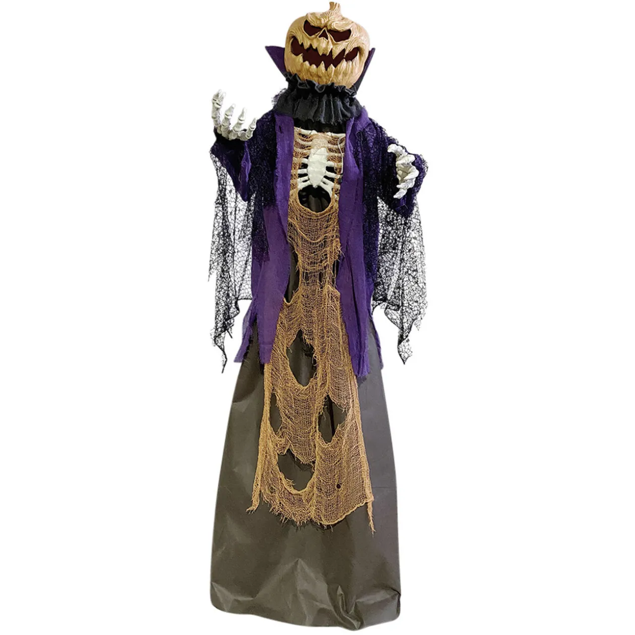 Sorcière tête citrouille Halloween animé L110xl20xH160cm