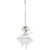Souris danseuse de Noël à suspendre blanche et dorée