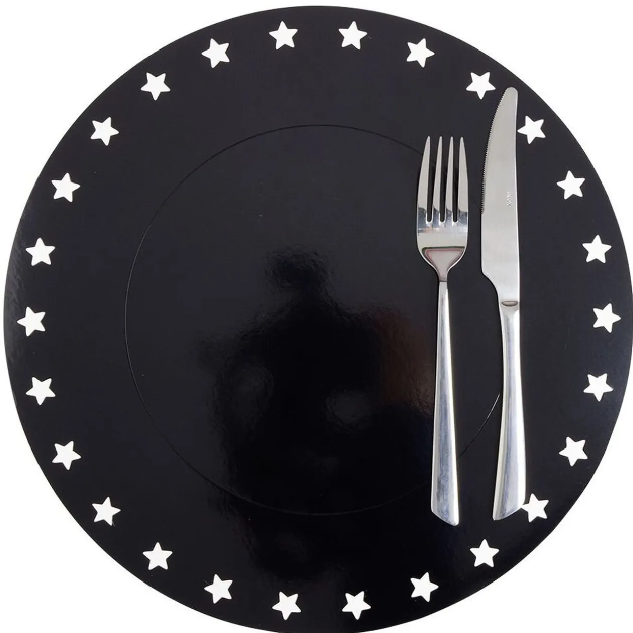 Sous assiette rebord étoile plastique noir Ø34cm x4