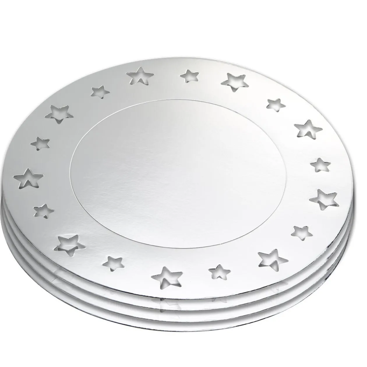 Sous-assiette argentée décor étoiles x4