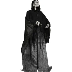 Squelette avec robe et capuche noire lumineux et sonore