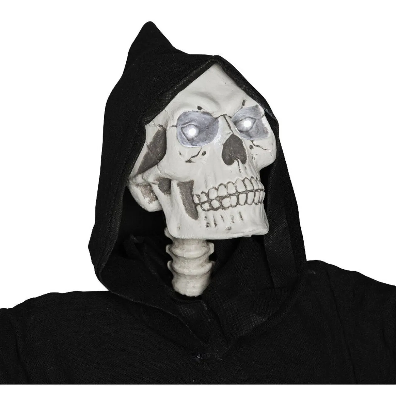 Squelette avec robe et capuche noire lumineux et sonore