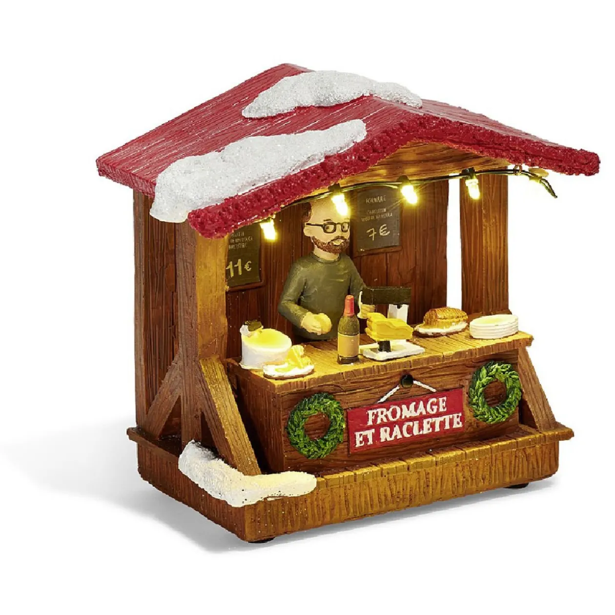 Stand de Noël lumineux fromage et raclette 5 LED banc chaud