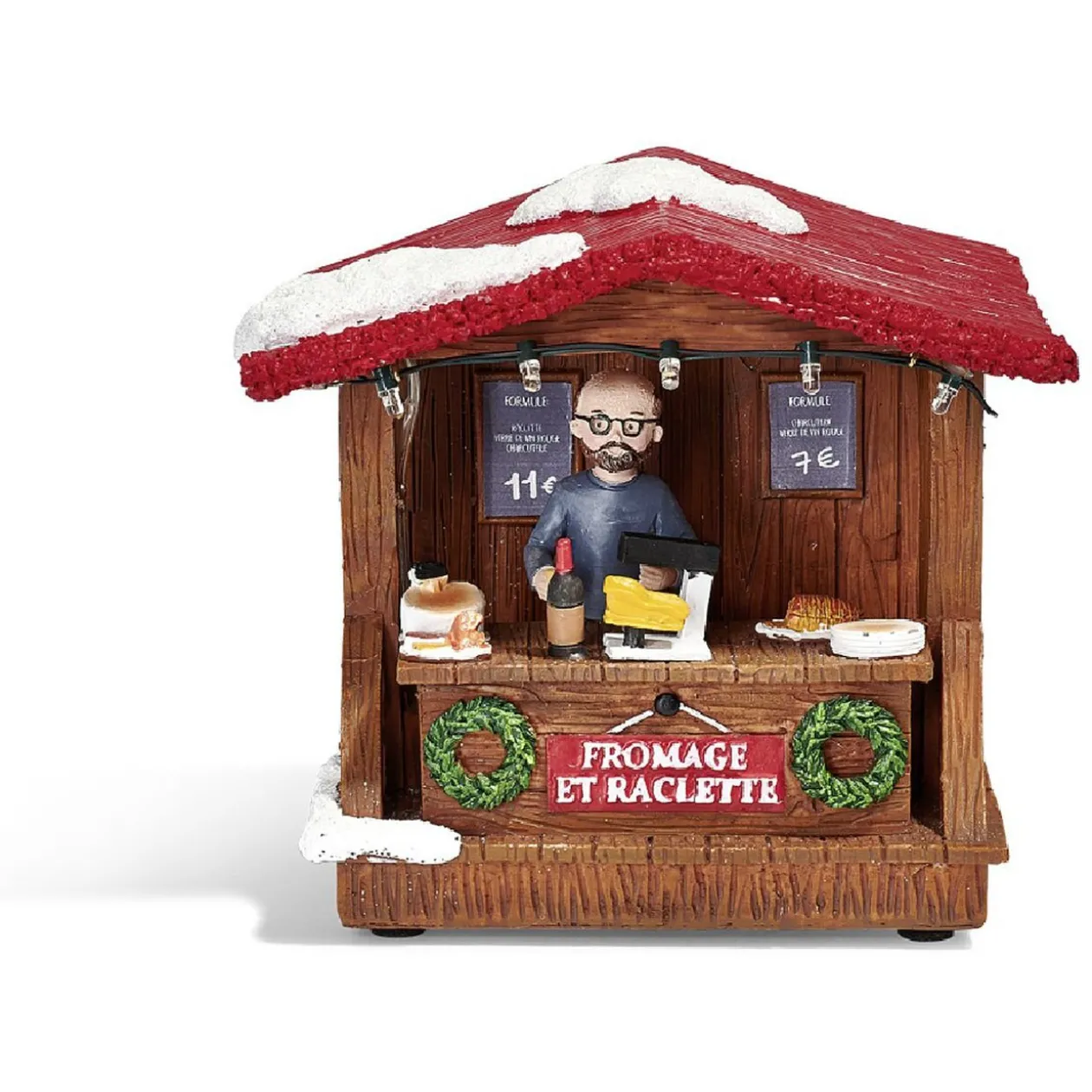 Stand de Noël lumineux fromage et raclette 5 LED banc chaud