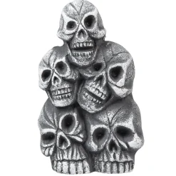 Statue de 5 crânes Halloween avec yeux lumineux