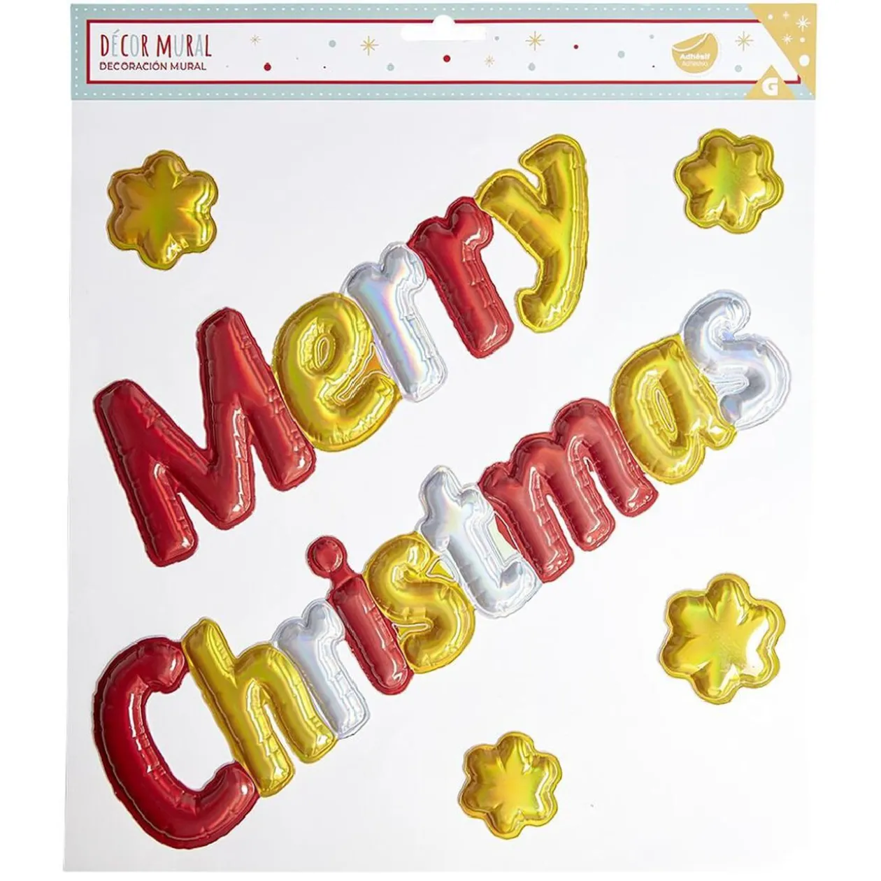 Sticker 3D fenêtre et mur Merry Christmas