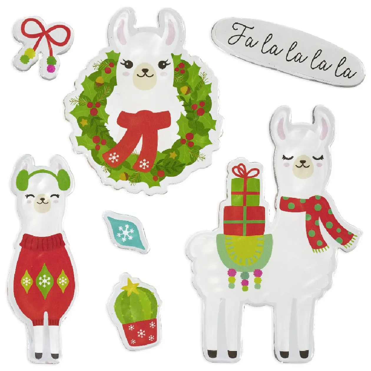Sticker gel Noël Lama pour fenêtre