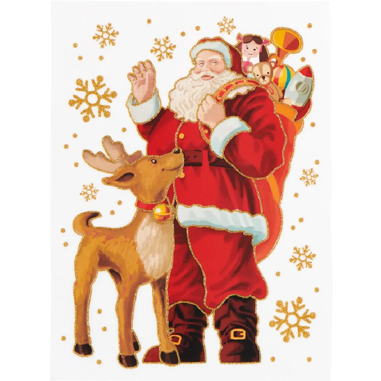 Sticker électrostatique Père Noël et renne