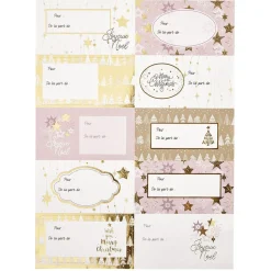 Sticker pour cadeau Noël doré x10