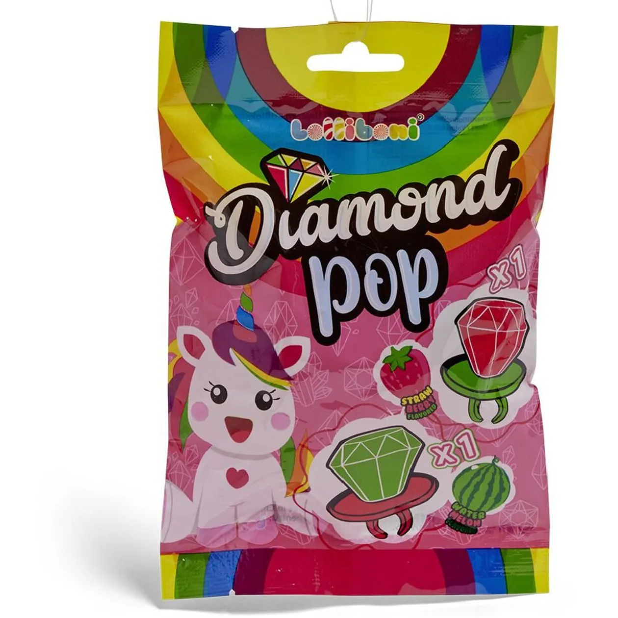 Sucette forme bague x2 fraise et pastèque