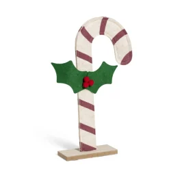 Sucre d'orge avec houx en feutrine à poser H30cm