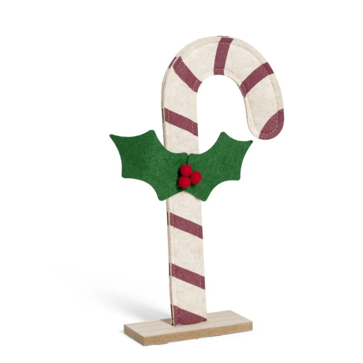 Sucre d'orge avec houx en feutrine à poser H30cm