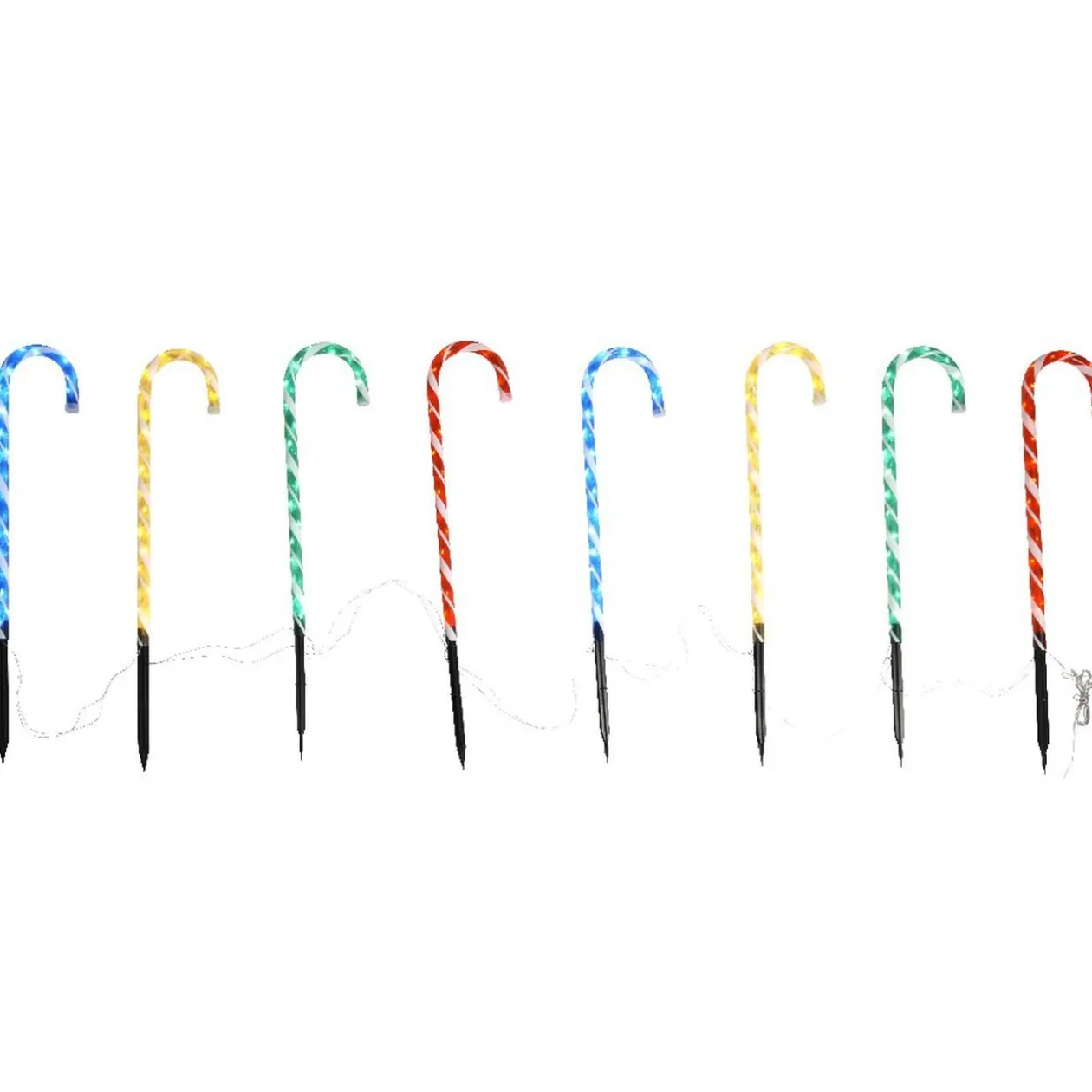 Sucre d'orge lumineux solaire à rayures x 8