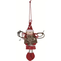 Sujet de Noël à suspendre en tissu décor rouge et blanc