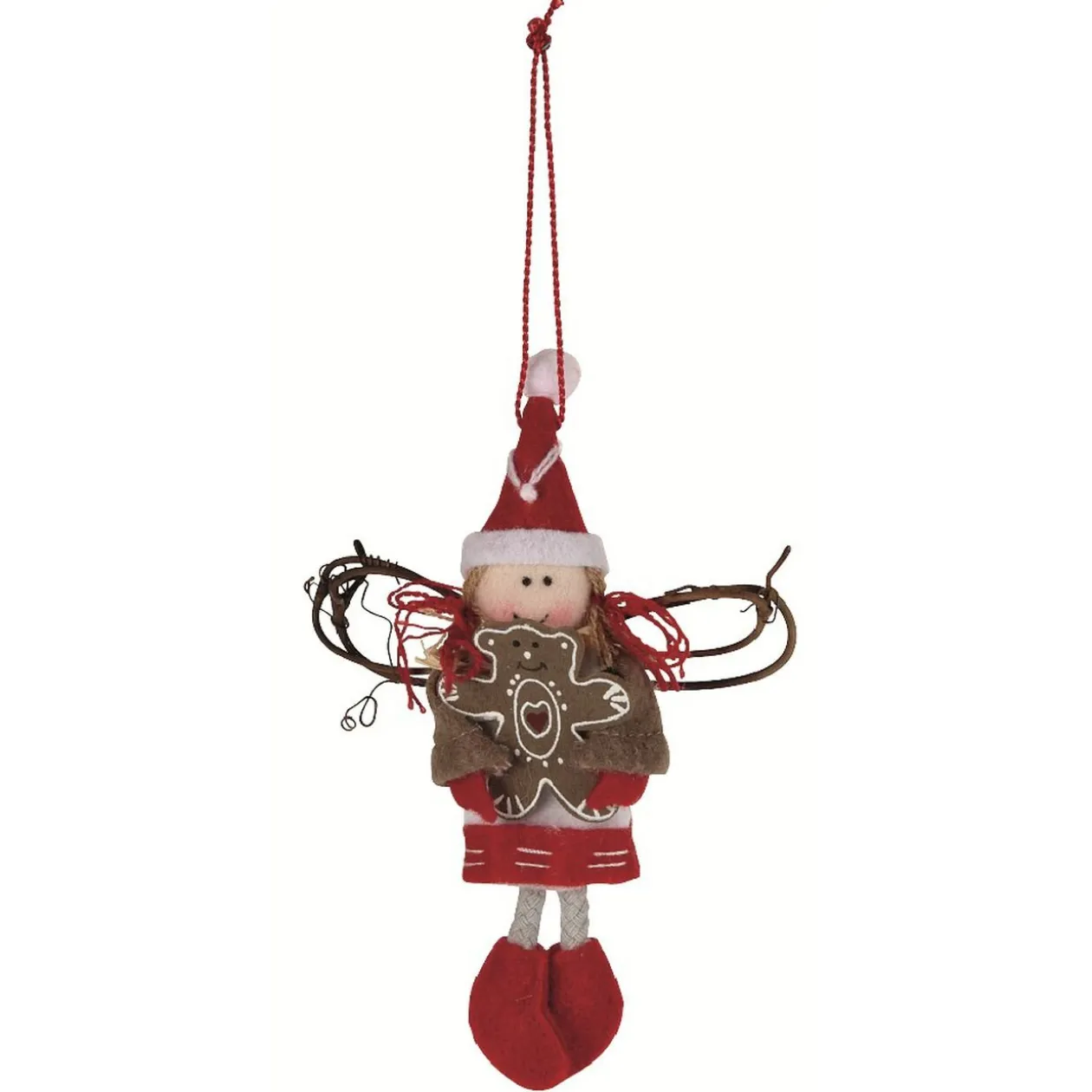 Sujet de Noël à suspendre en tissu décor rouge et blanc