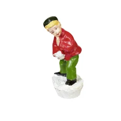 Sujet de Noël enfant habits vert et rouge avec béret en résine