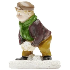 Sujet de Noël enfant qui ramasse la neige résine