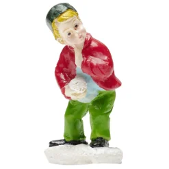 Sujet de Noël enfant qui ramasse la neige résine