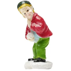 Sujet de Noël enfant qui ramasse la neige résine