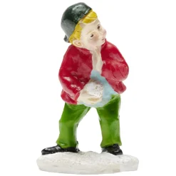 Sujet de Noël enfant qui ramasse la neige résine