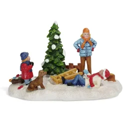 Sujet de Noël personnage autour du sapin en résine