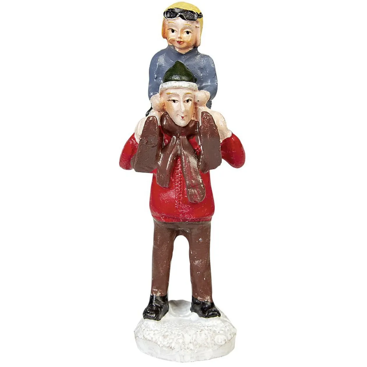 Sujet pour village animé père avec enfant résine