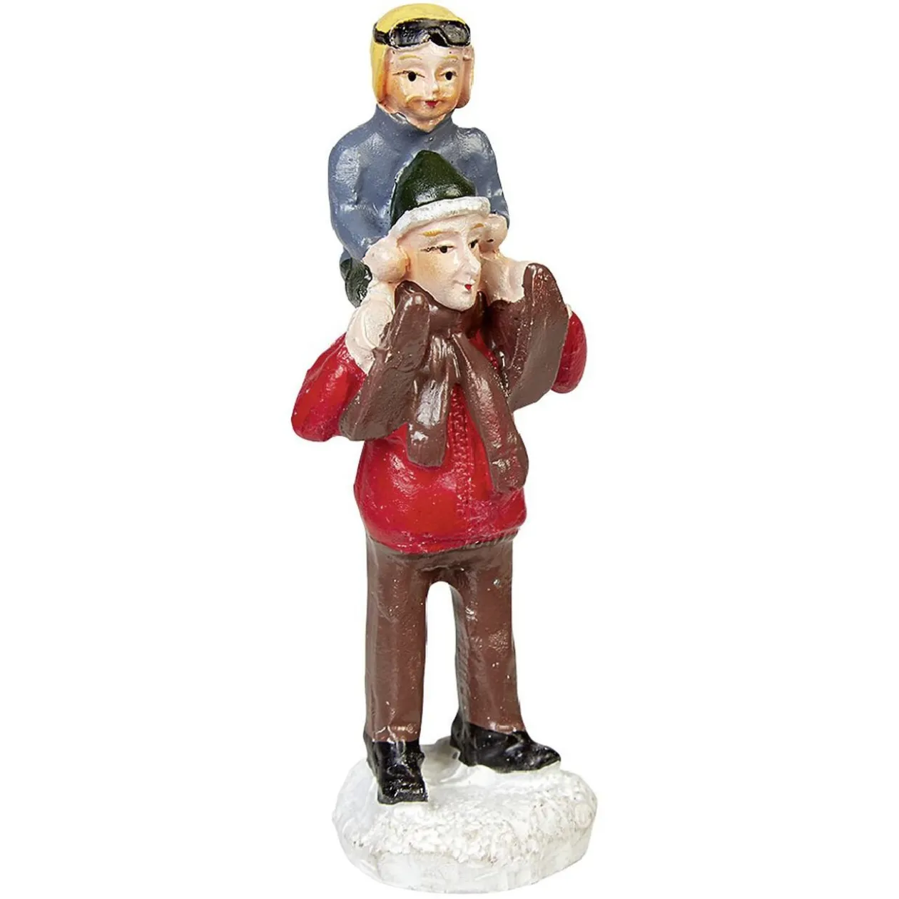 Sujet pour village animé père avec enfant résine