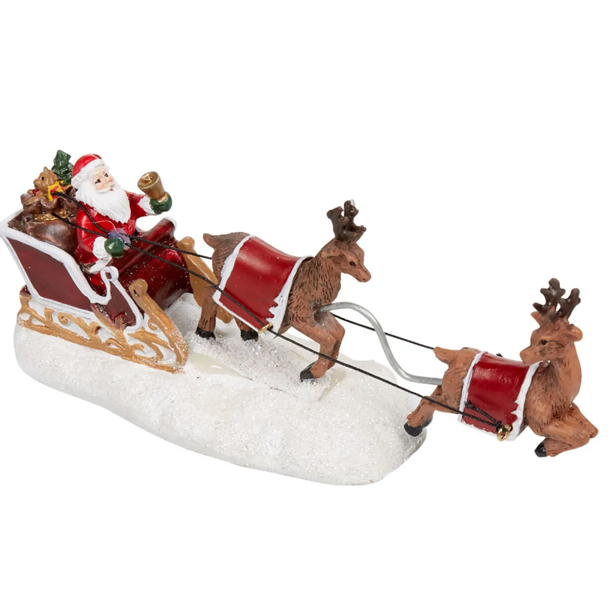 Sujet Père Noël sur son traineau avec rennes