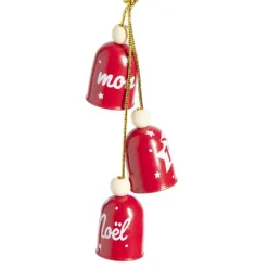 Suspension 3 clochettes "Mon 1er Noël" rouge ou dorée H10cm- 2 modèles