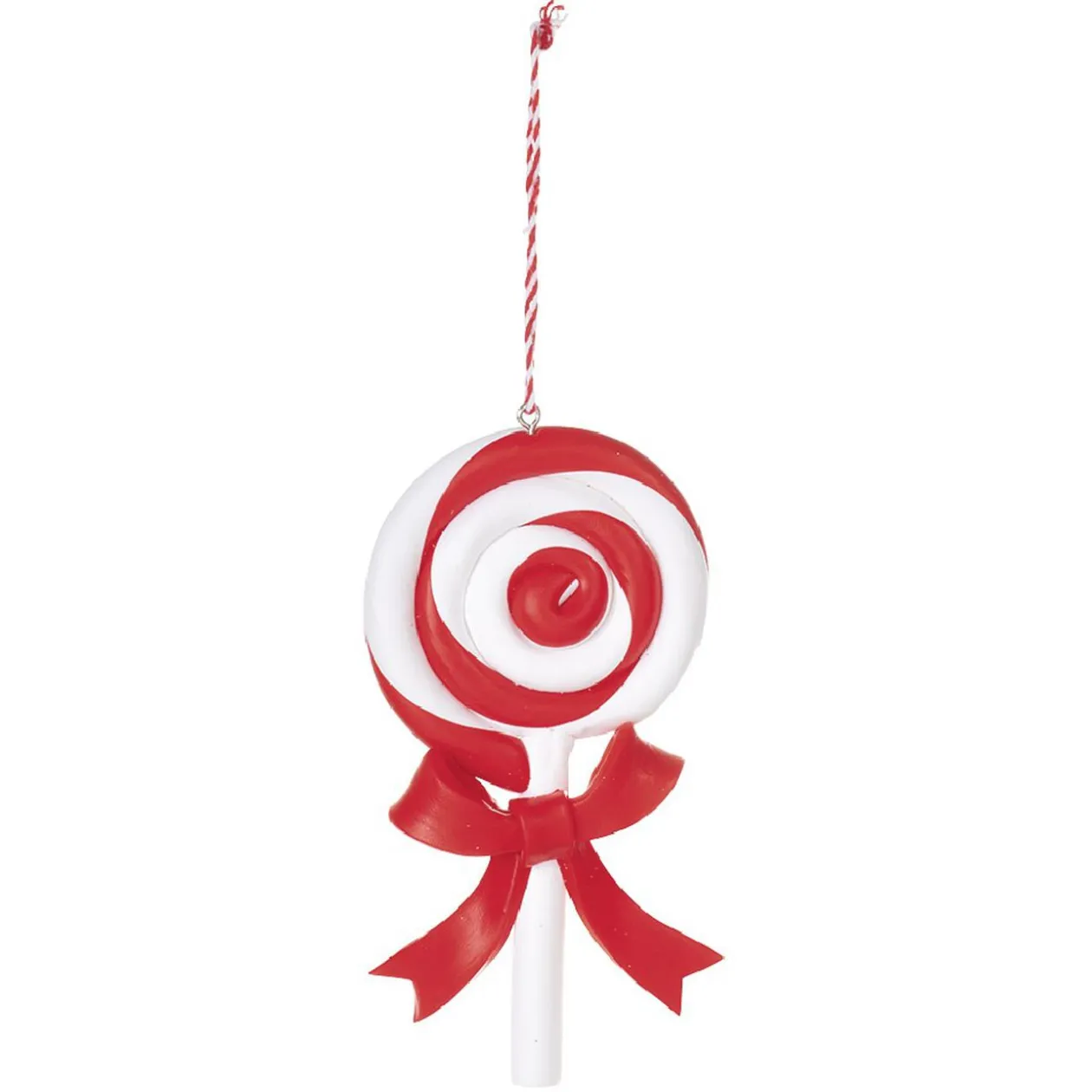 Suspension Bonbon lolipop blanc rouge H11 cm