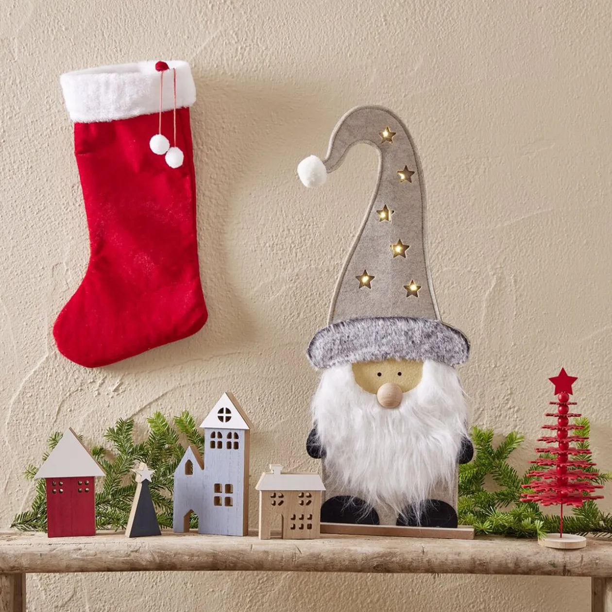 Suspension botte de Noël rouge et blanche