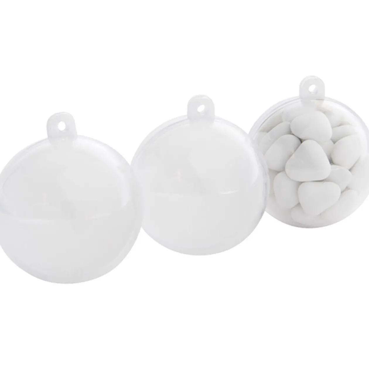 Suspension boule blanche et transparente x3
