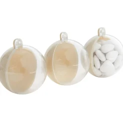 Suspension boule ivoire et transparente x3